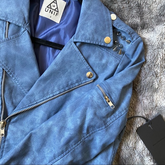 UNIF PU Leather Jacket - Washed Blue - Picture 15 of 16